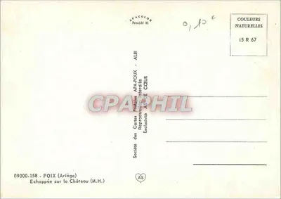 Foix — Castelo — Sociedade das Cartas Postais APA-POUX — Verso