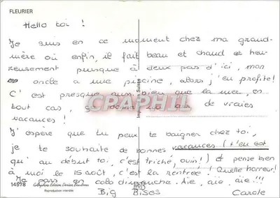 Vila em vale alpino — vista aérea — Fleurier, Edição Derias Baulmes, n° 14578 — Verso