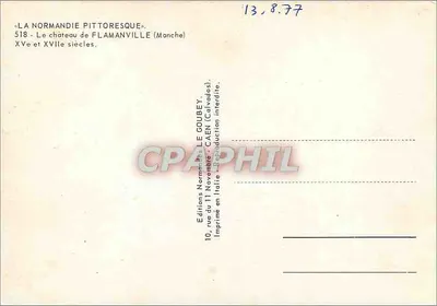 Castelo de Flamanyville — Manche — Editor Emy, n°518 — Verso