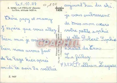 Monte Branco — Vista panorâmica e a Cidade de Feclaz — Edições J. Gellard — Verso