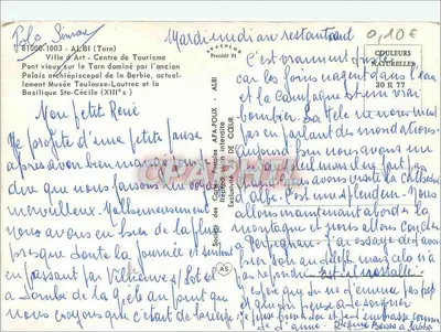 Albi — Ponte Velha sobre o Tarn dominada pelo antigo Palácio Arquiepiscopal e pela Basílica Santa Cécile (século XIII) — Editor AS — Verso