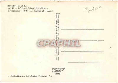 Macon (S.-et-L.) — Estación Ferroviaria Mixta Rail-Route — Arquitectos MM. De Cidrae et Palazzi — CIW — 1962 — Reverso