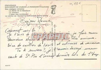 Vaison la Romaine — vestígios romanos — Edições S.E.P.T. Bilio-Corbella - Nice, n°92/270 — Verso