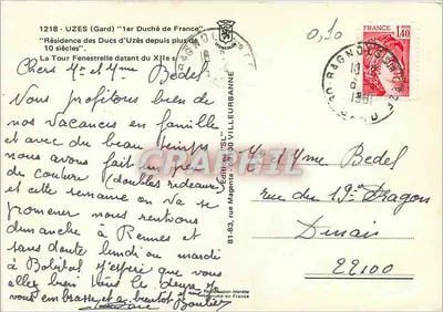 Wieża Kościoła Świętego Piotra w Uzès — wydawca Magenta, n°83 — Rewers