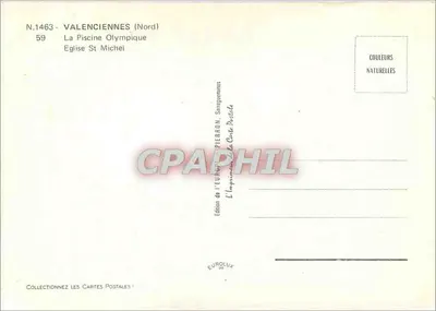 Valenciennes (Nord) — A Piscina Olímpica e a Igreja São Miguel — Edição Pierron — Verso