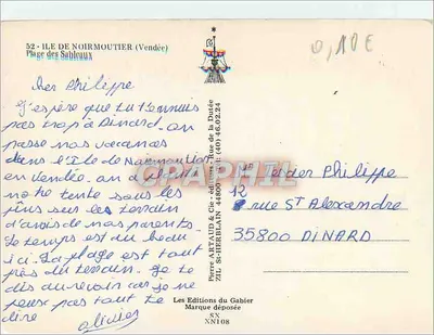 Plaża Sableaux — Wyspa Noirmoutier (Vendée) — Pierre Artaud & Cie, wydawca — Rewers