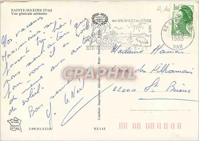 Sainte-Maxime (Var) — Ogólny widok z lotu ptaka — Imprimeur Combier — Rewers