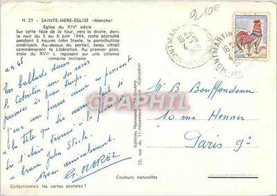 Igreja de Sainte-Mère-Église — editor Emy, n° H 27 — Verso