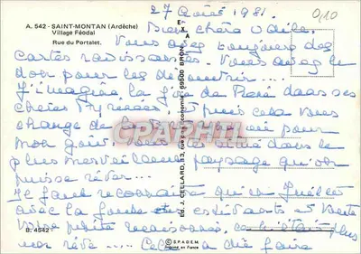 Saint-Montan — Aldeia Feudal — Ed. J. Cellard, n° 542 — Verso