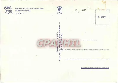 Saint Montan e arredores — o velho castelo, igreja romana de Larnas (século XII), gargantas da Santa Beaume — Edições Cellard Bron — Verso