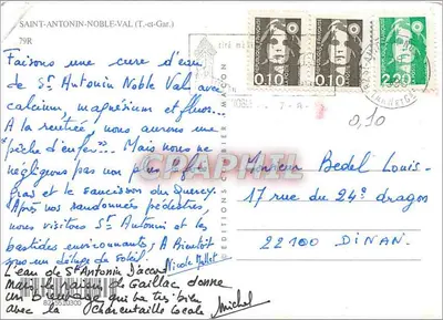 Saint Antonin Noble Val — widok panoramiczny i zabytki — Wydawnictwo Clichy — Rewers