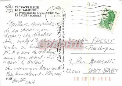 Jadalnia Royal (FNIRR) — Nice — wydawca Vacances Bleues — Rewers