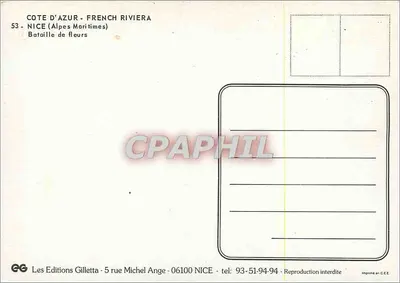 Batalha de Flores — Nice — Edições Gilletta — Verso