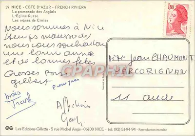 Nice — Półwysip Azorski — Widok Promenady Anglijskiej, kościoła rosyjskiego i aren Cimiez — Rewers