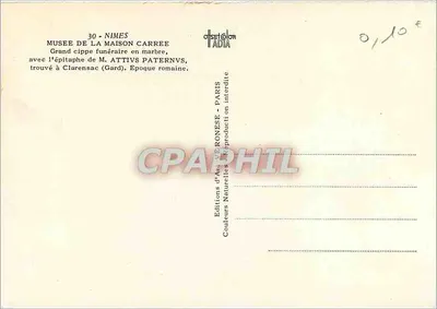 Epitáfio de M. Attivs Paternvs — Grande cipó funerário em mármore — Museu da Maison Carrée, Nîmes — Verso