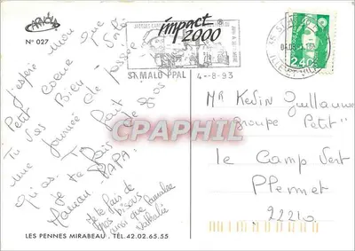Bebê desenhando — Te envio mil beijos... — Arnaôla, série R.C.S. 43 — Verso