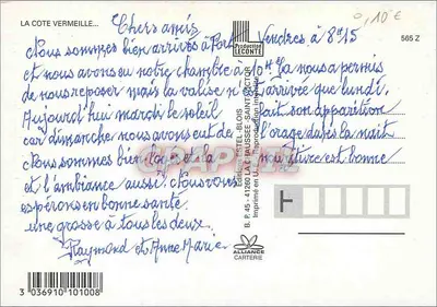 A Costa Vermelha — Carta postal turística com mapa e ilustrações — Éditions Estel-Blois — Verso