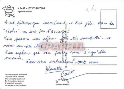 Lot i Garonne — Pigeonnier Gascon — Wydawca Elcée, nr 1637 — Rewers