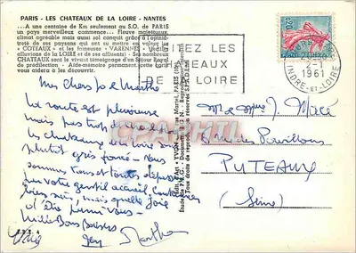 París - Los Castillos de la Loira - Nantes — Estudio de itinerarios, editor Yvgn. N° 100 — Reverso