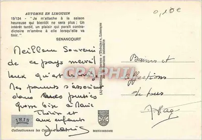 Outono em Limousin — Editor IRIS, série 19/134 — Verso