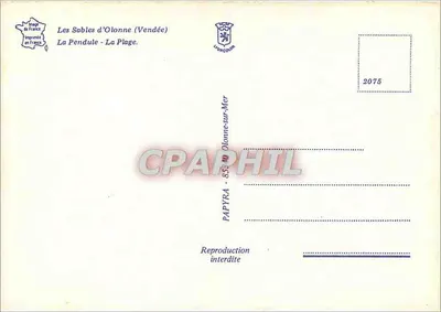 Les Sables-d'Olonne (Vendée) — A Relógio — A Praia — editor PAPYRA — Verso