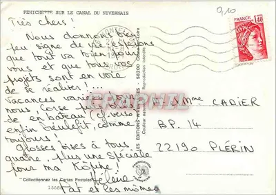 Penichette sobre o Canal do Nivernais — Edições Nivernaises, n°15680 — Verso
