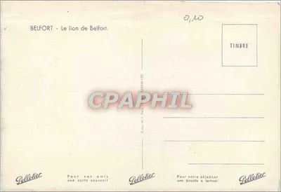 O leão de Belfort — Monument comemorativo da defesa de Belfort em 1870-71 — editor Pelleter — Verso