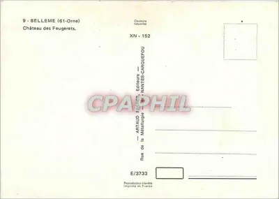 Castelo dos Feugérats — Belleme (61-Orne) — Artaud Frères, Nantes — Verso