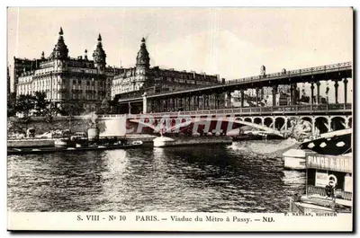 Paris - Viaduto do Metrô em Passy — Série S.VIII, n°10, editor F. Nathan