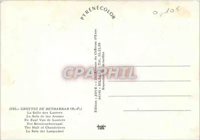 Grutas de Bétharram (H.-P.) — A Sala dos Lustres — Edição JOVE — Verso