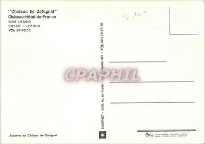 Zamek Codignat — Jeseń — Wydawca ELIOPHOT, włoska drukarnia — Rewers