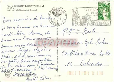 Korty placówki termalnej w Bourbon-Lancy — widok panoramiczny — Wydawca Mâcon — Rewers