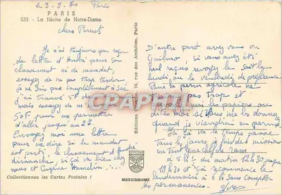 Paryż — Strzałka Katedry Notre-Dame — Wydawnictwo Mexichrome, nr 533 — Rewers