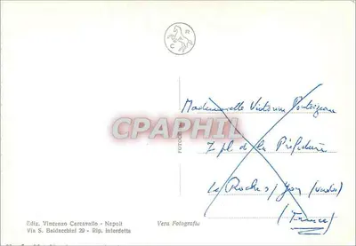 Capri - Grotta Azzurra — widok wewnętrzny jaskini z kilkoma łódkami — Ediz. Vincenzo Carcavallo, Napoli — Rewers
