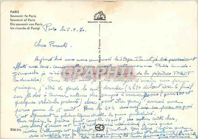 Paris — Lembrete de Paris — Editor Italo-Couleurs — Verso