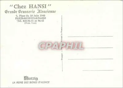 Chez HANSI — Duża browar niemiecka — Paris-Montparnasse — Rewers