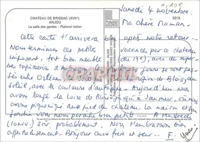 Castillo de Brissac (siglo XVII) — La sala de las guardias - techo italiano — Edición Valoire — Reverso