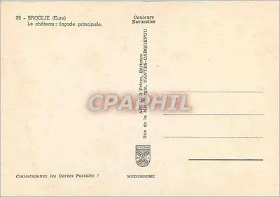 Broglie (Eure) — O château : fachada principal. — APPIAND Frères, Nantes-Carquefou — Verso