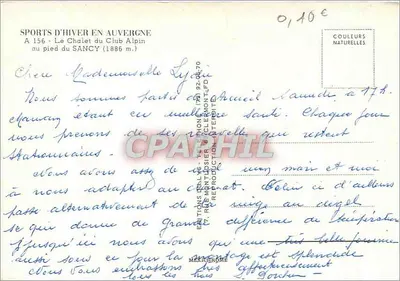 Chalet Klubu Alpiniego — Sancy (1886 m) — Wydawnictwo René Montossier & Fils — Rewers
