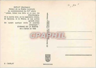 Sarlat — Casa de La Boétie — Edições Mexichrome — Verso