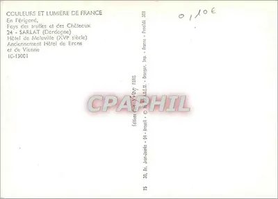 Sarlat - Hotel de Moleville (XVI secolo) — Anticamente Hotel de Brüns e de Vienne — edizioni Jean-Jarrès, Parigi — Verso