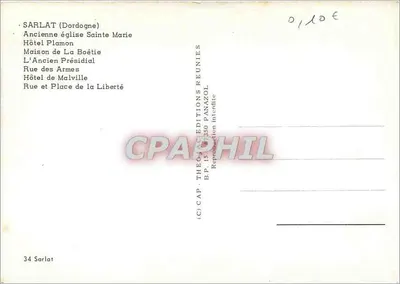 Sarlat — Middeleeuwse Stad Oude Hoofdstad van het Zwarte Périgord — uitgever CAP - Théâtres Éditions Réunies — Achterkant