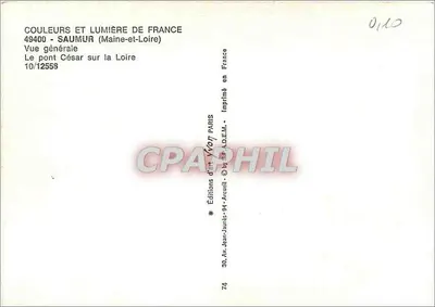 Saumur — Vista geral com o ponte César sobre a Loire — Edições Jean-Jaurès-94 — Verso