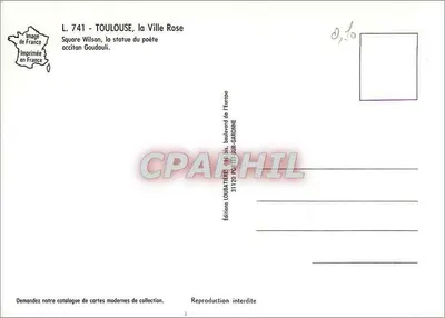 Toulouse, la Città Rosa — Piazza Wilson, statua del poeta — Edizioni LOUBATTEÈRE — Verso