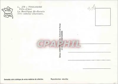 Toulouse — A Basílica de São Sernim (século XII) — Edições LOUBATIER — Verso