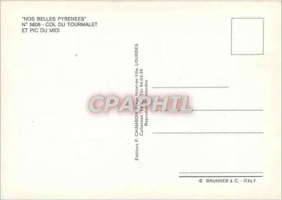 Col du Tourmalet i Pic du Midi — Wydawnictwo P. CHAMBON, Lourdes — Rewers