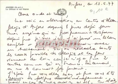 Angers — O castelo e suas valas — Editor: Ciméromé, n° 49007 — Verso