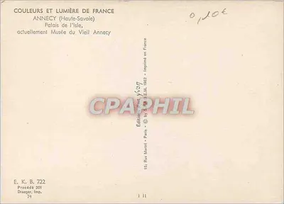 Annecy — Palácio da Ilha, atualmente Museu do Velho Annecy — Edições Martel — Verso