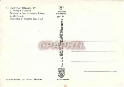 Mortain (Manche) — A Abadia Branca, Seminário das Missões Padres do Santo Espírito, Capela e Claustro (século XII) — Edições Artaud Frères, Nantes — Verso