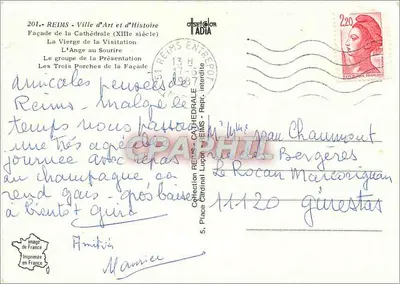 Reims — Cattedrale — editore ADIA, n° 201 — Verso